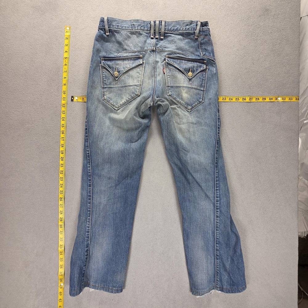VTG Levis Engineered Jeans Mens Blue Twisted Flap Pockets Altered Hem Fits 32x30
